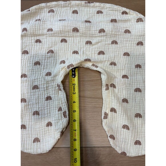 Boppy Nursing Pillow Cover Cream Brown Rainbow Print Double Gauze Zipper - Picture 3 of 5